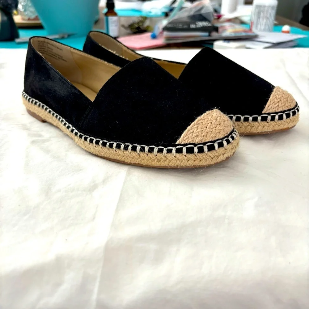Ellos Shoes Espadrilles Flat Shoes Slip On Faux Suede Braided Crochet Detail Sz8